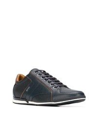 dunkelblaue Leder niedrige Sneakers von BOSS