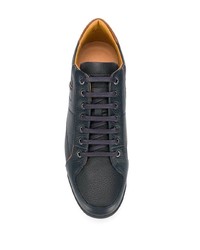 dunkelblaue Leder niedrige Sneakers von BOSS