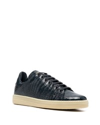 dunkelblaue Leder niedrige Sneakers von Tom Ford