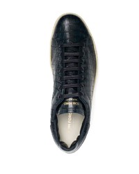 dunkelblaue Leder niedrige Sneakers von Tom Ford