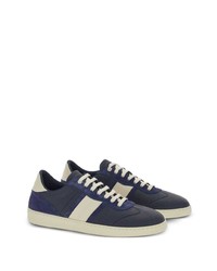 dunkelblaue Leder niedrige Sneakers von Ferragamo