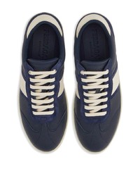 dunkelblaue Leder niedrige Sneakers von Ferragamo