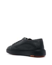 dunkelblaue Leder niedrige Sneakers von Santoni