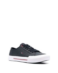 dunkelblaue Leder niedrige Sneakers von Tommy Hilfiger