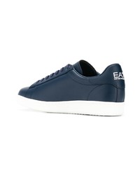 dunkelblaue Leder niedrige Sneakers von Ea7 Emporio Armani
