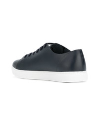 dunkelblaue Leder niedrige Sneakers von Emporio Armani