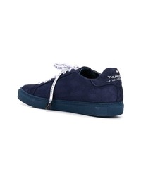 dunkelblaue Leder niedrige Sneakers von Philipp Plein