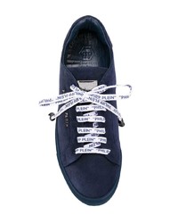 dunkelblaue Leder niedrige Sneakers von Philipp Plein