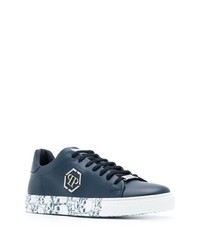 dunkelblaue Leder niedrige Sneakers von Philipp Plein