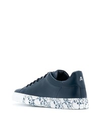 dunkelblaue Leder niedrige Sneakers von Philipp Plein