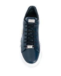 dunkelblaue Leder niedrige Sneakers von Philipp Plein