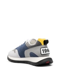 dunkelblaue Leder niedrige Sneakers von DSQUARED2