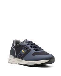 dunkelblaue Leder niedrige Sneakers von Blauer