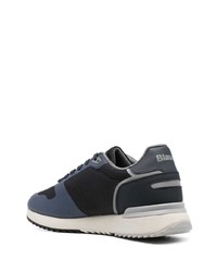 dunkelblaue Leder niedrige Sneakers von Blauer