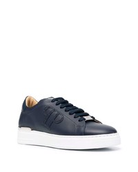 dunkelblaue Leder niedrige Sneakers von Philipp Plein