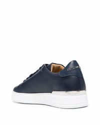 dunkelblaue Leder niedrige Sneakers von Philipp Plein