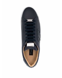 dunkelblaue Leder niedrige Sneakers von Philipp Plein