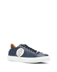 dunkelblaue Leder niedrige Sneakers von Billionaire