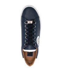 dunkelblaue Leder niedrige Sneakers von Billionaire