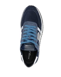 dunkelblaue Leder niedrige Sneakers von Philippe Model Paris