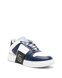 dunkelblaue Leder niedrige Sneakers von Philipp Plein