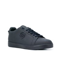 dunkelblaue Leder niedrige Sneakers von Philipp Plein