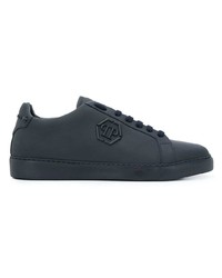 dunkelblaue Leder niedrige Sneakers von Philipp Plein