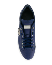 dunkelblaue Leder niedrige Sneakers von Philipp Plein