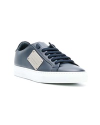 dunkelblaue Leder niedrige Sneakers von Philipp Plein