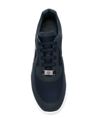 dunkelblaue Leder niedrige Sneakers von Billionaire