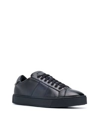 dunkelblaue Leder niedrige Sneakers von Santoni