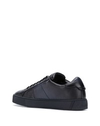 dunkelblaue Leder niedrige Sneakers von Santoni