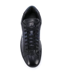 dunkelblaue Leder niedrige Sneakers von Santoni