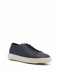 dunkelblaue Leder niedrige Sneakers von Santoni