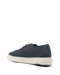 dunkelblaue Leder niedrige Sneakers von Santoni