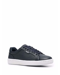 dunkelblaue Leder niedrige Sneakers von BOSS