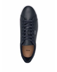 dunkelblaue Leder niedrige Sneakers von BOSS