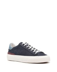 dunkelblaue Leder niedrige Sneakers von D.A.T.E