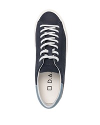 dunkelblaue Leder niedrige Sneakers von D.A.T.E