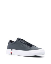 dunkelblaue Leder niedrige Sneakers von Tommy Jeans