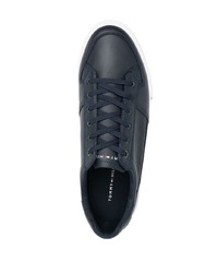 dunkelblaue Leder niedrige Sneakers von Tommy Hilfiger