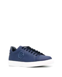 dunkelblaue Leder niedrige Sneakers von Philipp Plein