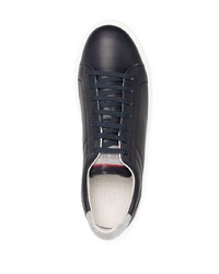 dunkelblaue Leder niedrige Sneakers von Brunello Cucinelli