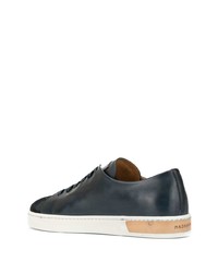 dunkelblaue Leder niedrige Sneakers von Magnanni