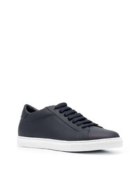 dunkelblaue Leder niedrige Sneakers von Emporio Armani