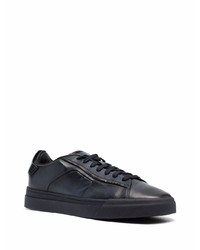 dunkelblaue Leder niedrige Sneakers von Santoni