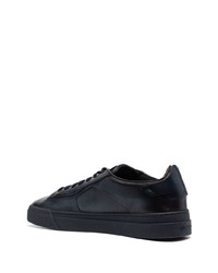 dunkelblaue Leder niedrige Sneakers von Santoni