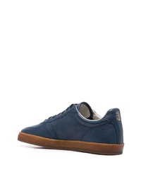 dunkelblaue Leder niedrige Sneakers von Brunello Cucinelli