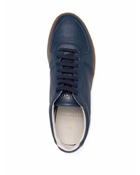 dunkelblaue Leder niedrige Sneakers von Brunello Cucinelli