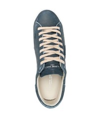 dunkelblaue Leder niedrige Sneakers von Philippe Model Paris